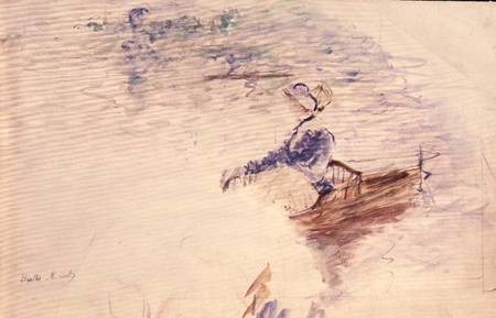 Sketch of a Young Woman in a Boat from Berthe Morisot