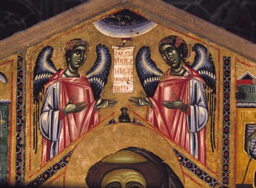 Tafelbild: Der hl. Franziskus von Assisi. Ausschnitt: Zwei Engel. from Bonaventura Berlinghieri