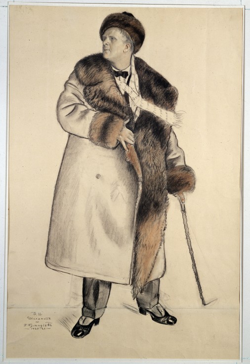 Portrait of the singer Fyodor Shalyapin (1873-1938) from Boris Michailowitsch Kustodiew