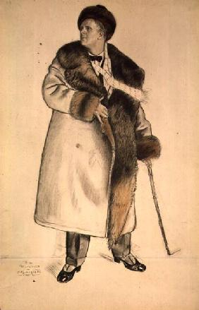 Portrait of the Opera Singer Feodor Ivanovich Chaliapin (1873-1938) 1920-21 (charcoal & w/c on paper