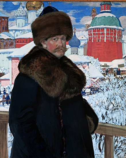 Self Portrait, 1912 (tempera on cardboard) from Boris Mikhailovich Kustodiev