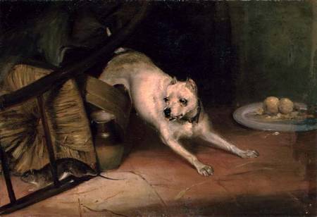 Dog Chasing a Rat from Briton Riviere