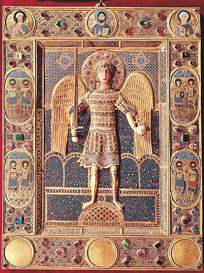 Enamelled plaque depicting the Archangel Michael (enamel & precious stones) from Byzantine