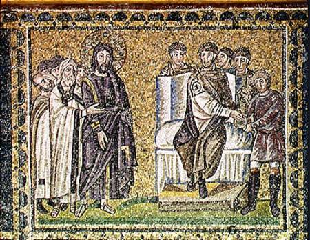 Jesus before Pontius Pilate from Byzantine School
