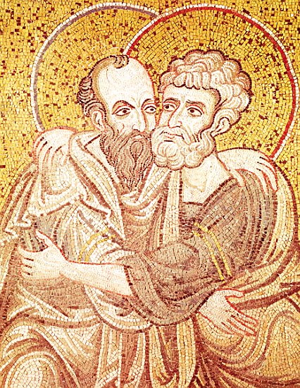 SS. Peter and Paul Embracing from Byzantine School