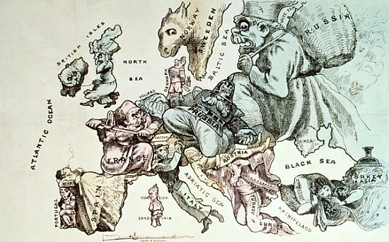 Comic map of Europe from c.1870 Frederick Rose