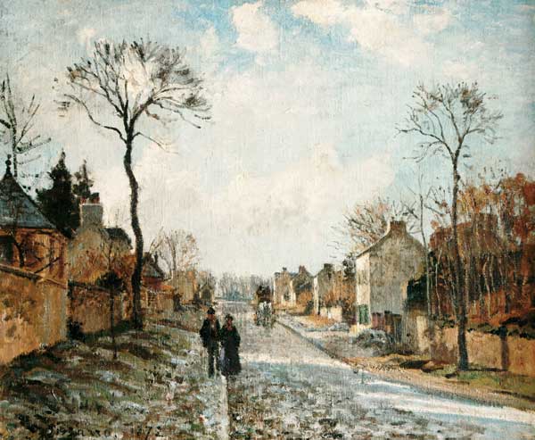 Wintry street in Louvecienne from Camille Pissarro