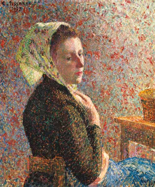 Woman wearing a green headscarf from Camille Pissarro
