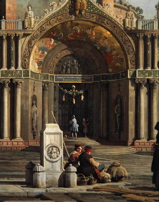 Detail of Capriccio of a Church (oil on canvas) from Giovanni Antonio Canal (Canaletto)