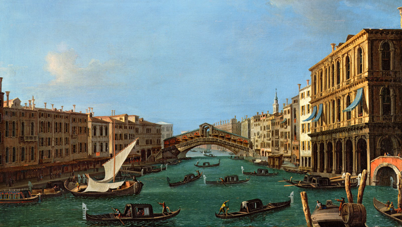 View of the Grand Canal from the South, the Palazzo Foscari to the right and the Rialto Bridge beyon from Giovanni Antonio Canal (Canaletto)