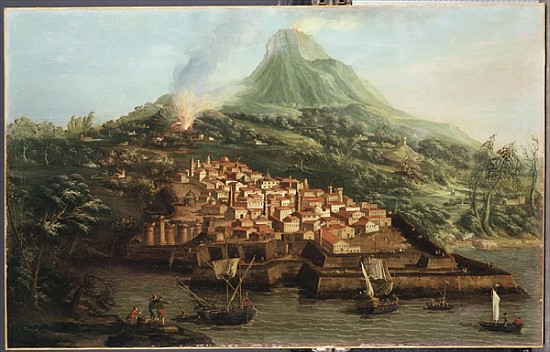 A volcanic island with a harbour and shipping (see also 335991) from Giovanni Antonio Canal (Canaletto)