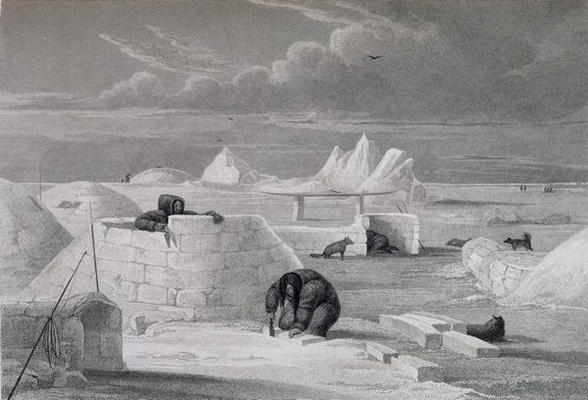 Eskimaux building a Snow-Hut, from Captain George Francis Lyon