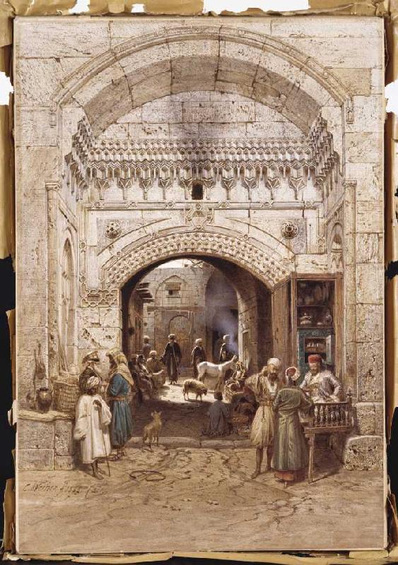 Araber in einer Gasse in Kairo. from Carl Friedr.Heinrich Werner