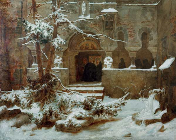 Monastery Garden in Snow from Carl Friedrich Lessing
