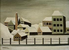 Fabriklandschaft im Schnee, 1923.