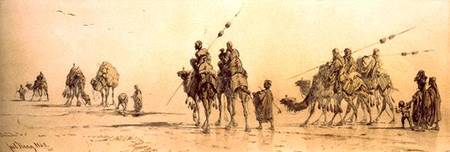 A Caravan of Bedouin Approaching a Well in the Desert from Carl Haag
