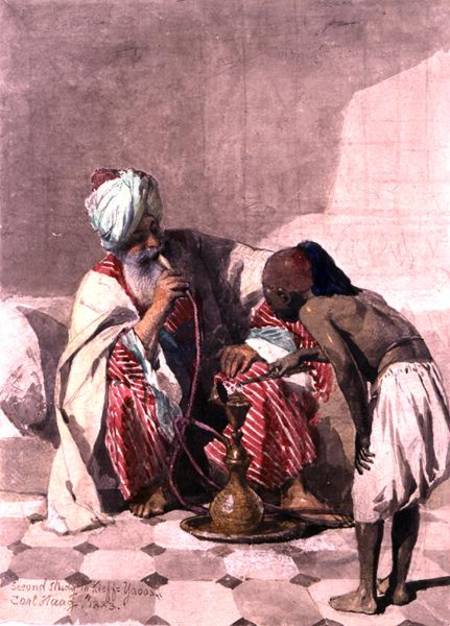 The Nargileh Smoker and his slave boy from Carl Haag