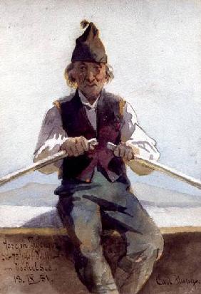 Joseph Zwenger in a Rowing Boat, Bavarian Highlands