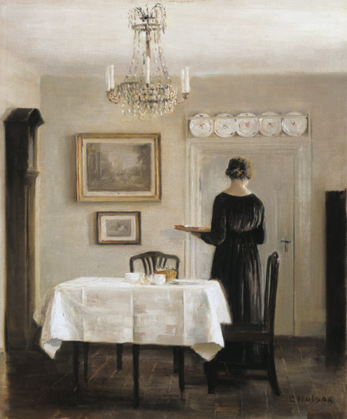 Interior with Lady Carrying Tray,c.1905 (oil on canvas) from Carl Holsoe