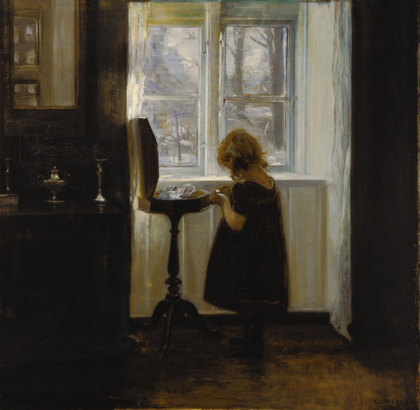 Little girl at the Nähtischchen from Carl Holsoe