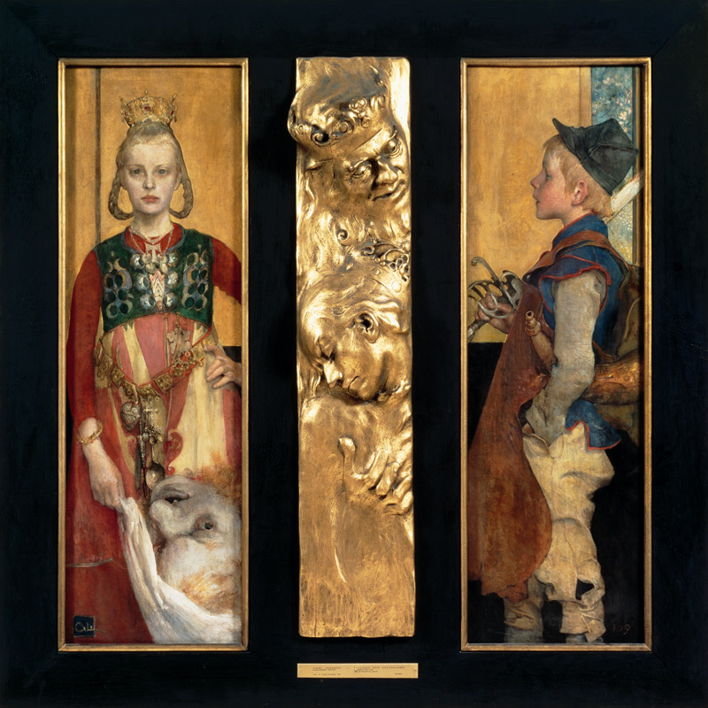 A Swedish Fairytale diptych with relief panel and frame. 1897 from Carl Larsson