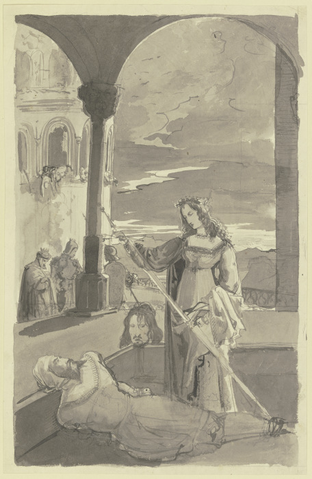 Kriemhild zieht das Schwert, um Hagen zu töten from Carl Philipp Fohr
