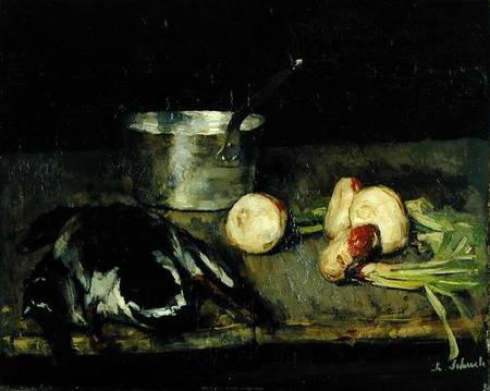Still life with casserole and wild duck from Carl Schuch