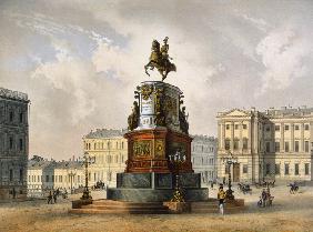 View of the Monument to Emperor Nicholas I on Saint Isaac's Square