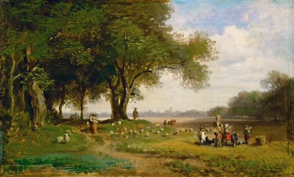 Countryside in front of Munich with shepherd from Carl Spitzweg