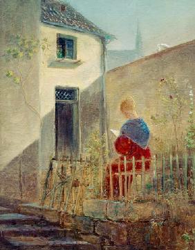 Spitzweg / Woman in Garden / Painting