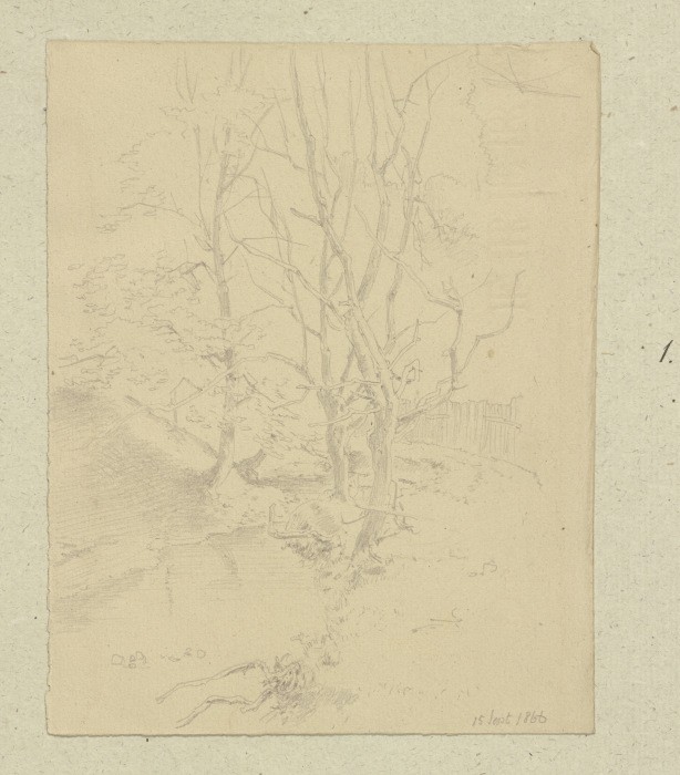 Section of a stream at a fence from Carl Theodor Reiffenstein