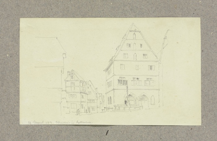 Das Fleisch- und Tanzhaus am Marktplatz in Rothenburg, davor der Georgsbrunnen from Carl Theodor Reiffenstein