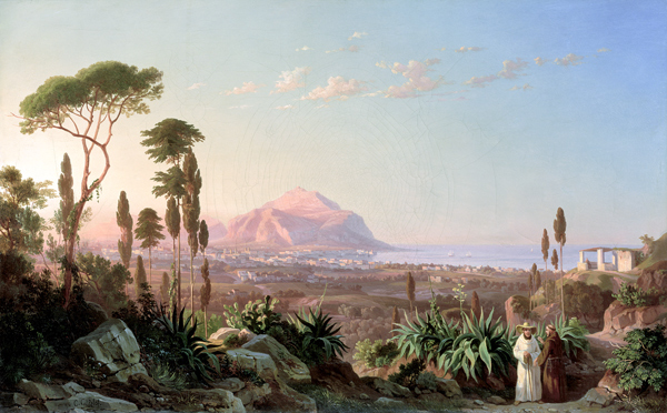 Palermo with Mount Pellegrino, c.1850 (oil on canvas) from Carl Wilhelm Götzloff