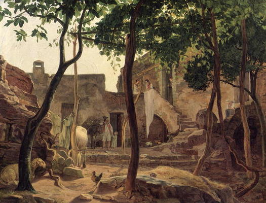 Farmyard near Sorrento, 1827 (oil on canvas) from Carl Wilhelm Götzloff