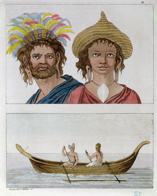 Inhabitants of Easter Island, from 'Le Costume Ancien et Moderne' by Jules Ferrario, c.1820 (coloure from Carlo Botticelli