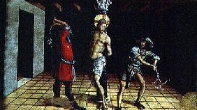 The Flagellation of Christ, central right hand predella panel from the San Silvestro polyptych