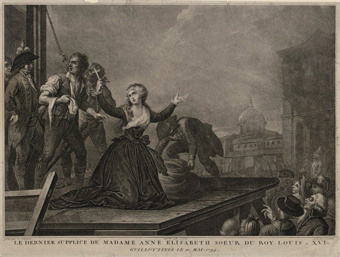 Madame Élisabeth de France, sister of the King, before the guillotine on 10th May 1794 from Carlo Lasinio