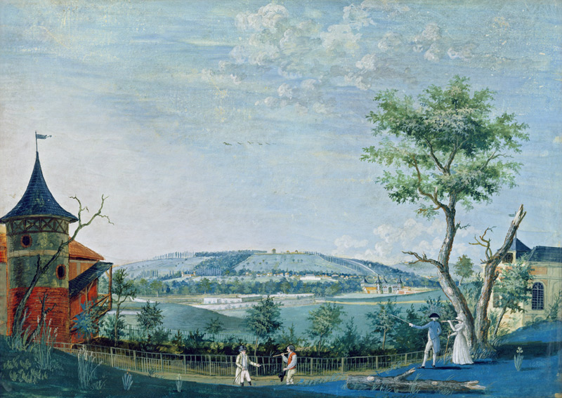The Hermitage and the Old Castle in the Park at Le Raincy, 1754-93 (gouache on paper) from Carmontelle