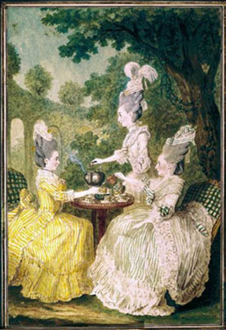 La Marquise de Montesson, La Marquise de Crest and la Comtesse de Damas drinking tea from Carmontelle