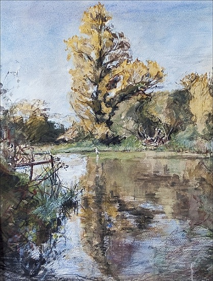 Early Autumn on the River Test (pastel and and on paper) from Caroline  Hervey-Bathurst