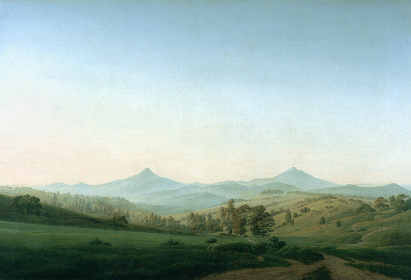 Bohemian countryside with the Milleschauer from Caspar David Friedrich