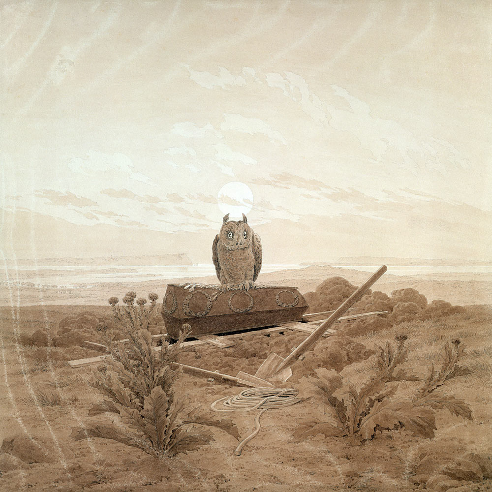 Landscape with Grave, Coffin and Owl from Caspar David Friedrich