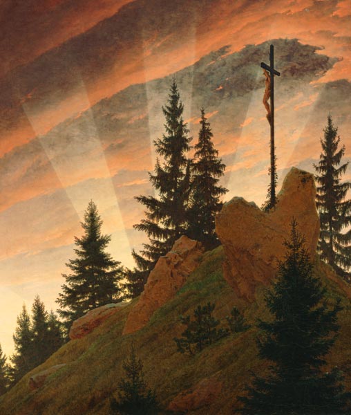 The cross in the mountains (part -- Teschner altar) from Caspar David Friedrich