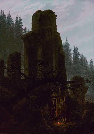 Church ruin in the woods.