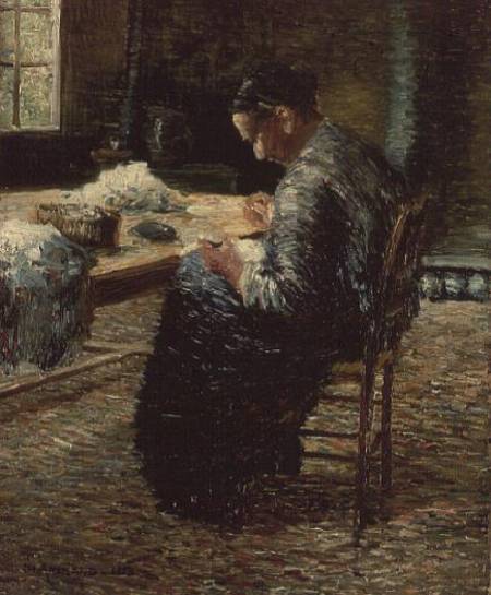 Portrait of the Artist's Mother Sewing from Charles Angrand
