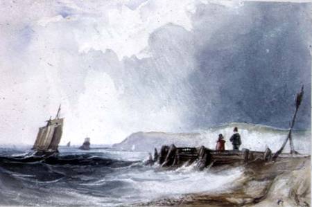 Coast Scene, with boats and wooden jetty from Charles Bentley