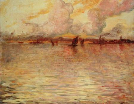 Seascape with Distant View of Venice from Charles Cottet