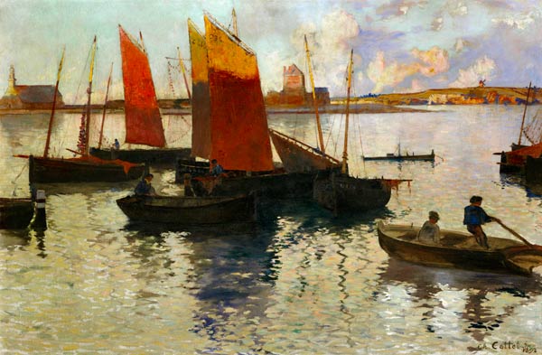 Evening Light at the Port of Camaret from Charles Cottet