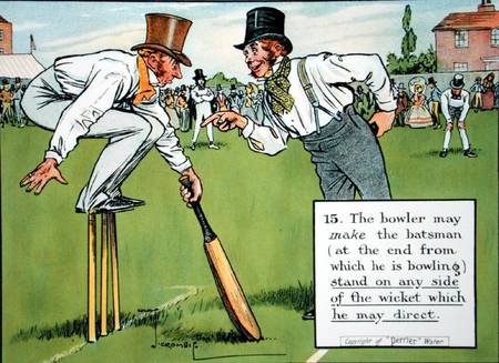 (15) The bowler may make the batsman (at the end from which he is bowling) stand on any side of the from Charles Crombie