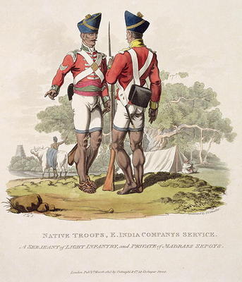 Native Troops in the East India Company's Service: a Sergeant of Light Infantry and a Private of the from Charles Hamilton Smith